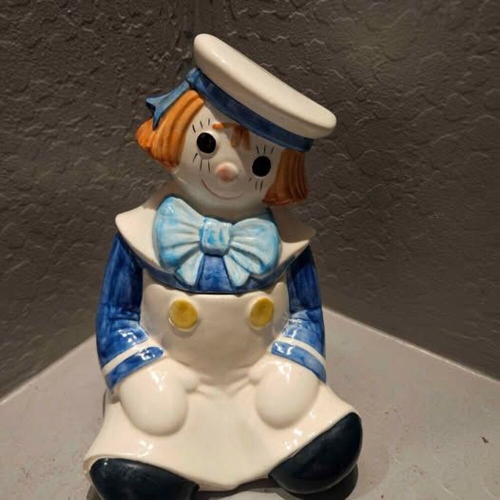 Vintage Metlox Raggedy Andy Cookie Jar small chip as seen